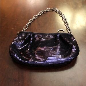 Elegant Purple Sequin Clutch with Chain Strap